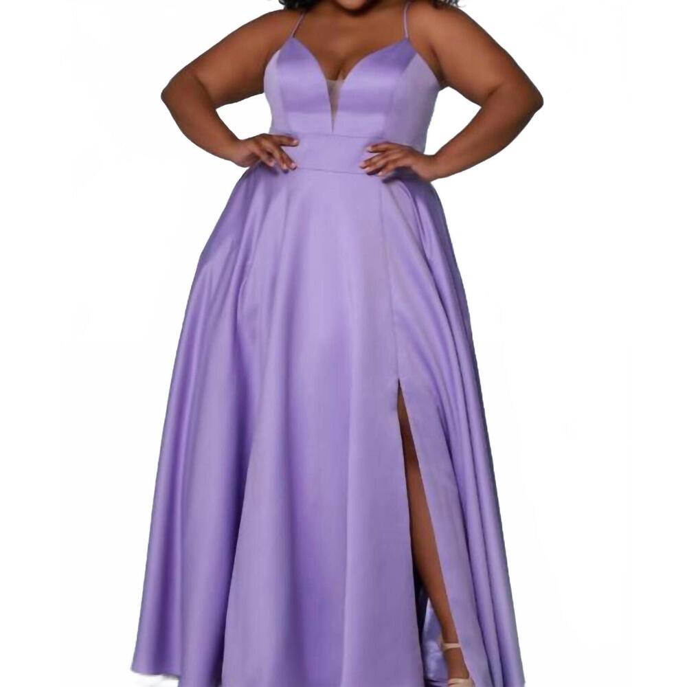 NEW TEASE PROM sleeveless satin gown in lilac